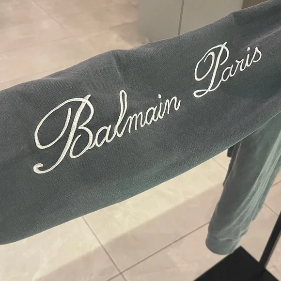 Balmain Charcoal Distressed Hoodie- Embroidered Dragon Design/ COA - Unisex - Picture 5 of 8